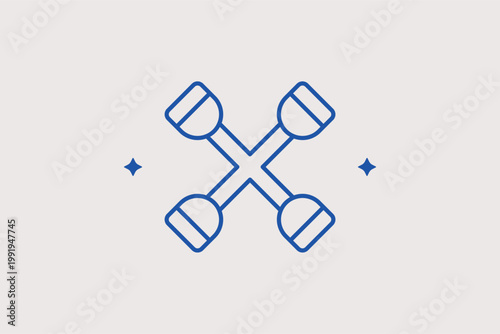 Cross rim wrench line icon for manual wheel lug nut removal and tire service. Traditional Vector Illustration for emergency roadside kit checklists and DIY tire change guides.