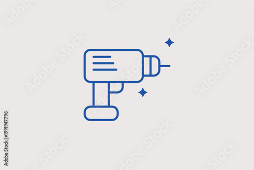 Pneumatic impact wrench line icon for fast wheel changes and heavy-duty repairs. Technical Vector Illustration for tire shop equipment manuals and professional mechanic toolkits.
