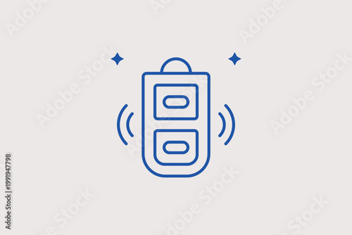 Remote car key with sound waves line icon for alarm systems and keyless entry. Modern Vector Illustration for vehicle security app features and locksmith service branding.