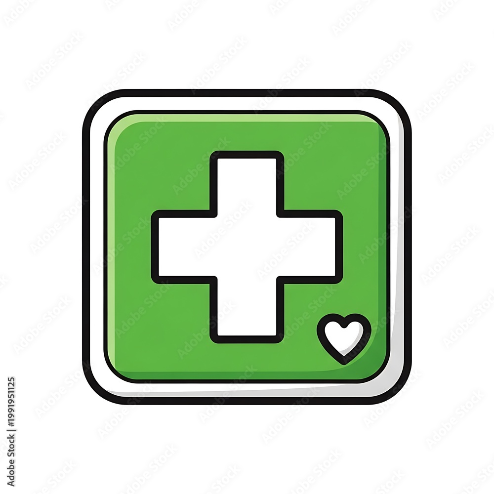Obraz premium Green medical cross symbol icon.