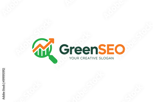 Greenseo logo featuring a magnifying glass over a growth chart Free Download Greenseo logo featuring a magnifying glass over a growth chart - GFXLoad