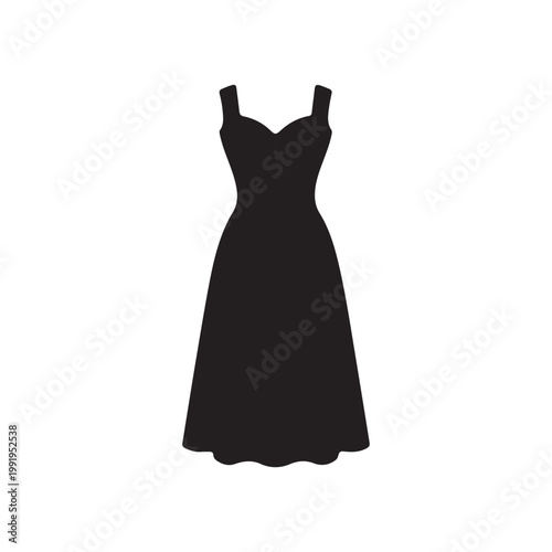 Corset midi dress silhouette icon vector flat design