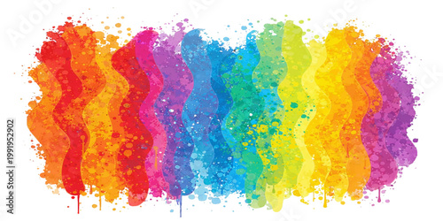 Abstract watercolor background featuring colorful paint splashes and artistic ink textures on paper with a rainbow splatter design