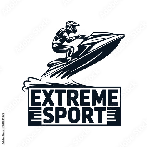 A dynamic illustration of a jet ski rider in an extreme esport setting