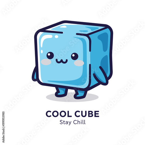 Cartoon Ice Cube Character Design.