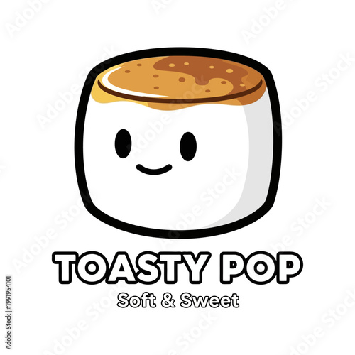 Cartoon marshmallow with happy face.