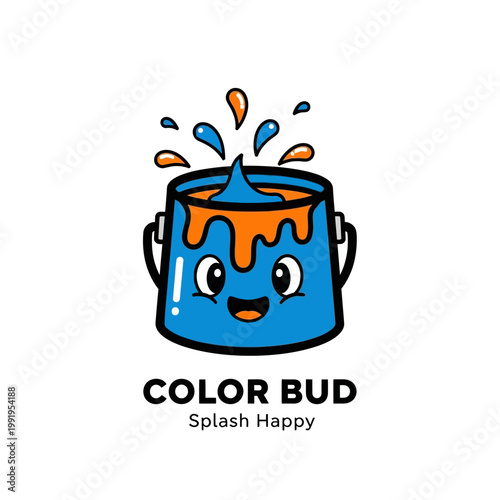 Colorful Paint Bucket With Splash.