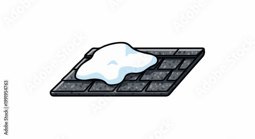A cartoon roof covered with a patch of snow