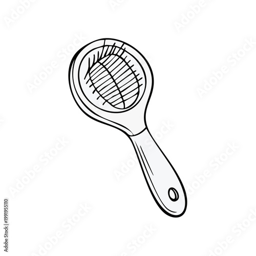 Simple Line Art Illustration of a Hair Brush for Styling and Grooming
