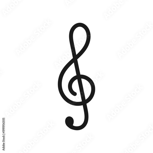 柔らかなラインで描かれたシンプルなト音記号のイラスト素材