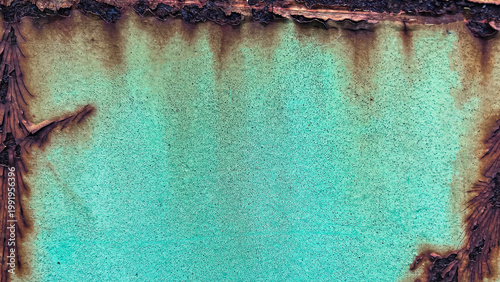Rough Rust Pattern Bright Turquoise Oxidized Steel.