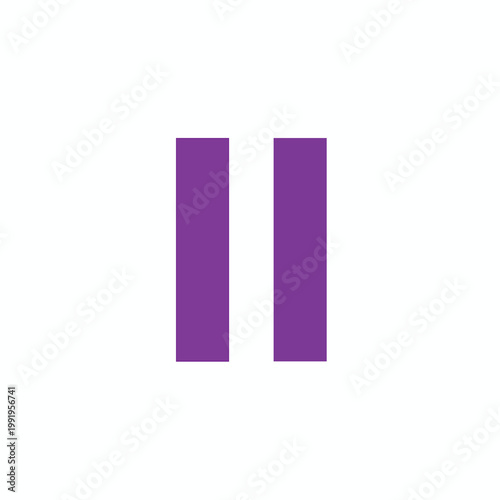Minimalist purple pause icon symbol isolated on white background.