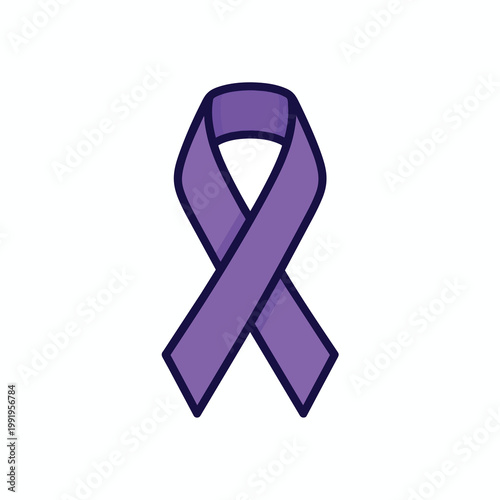 Purple Awareness Ribbon Symbol Icon Illustration.