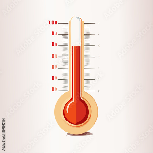 高温を示す温度計のフラットイラスト（猛暑・熱中症警戒アラート）