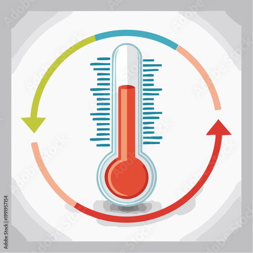 高温を示す温度計のフラットイラスト（猛暑・熱中症警戒アラート）