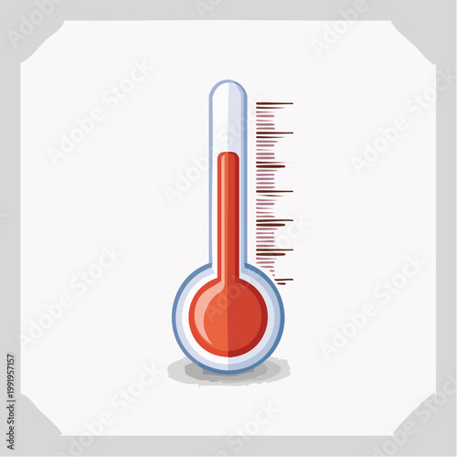 高温を示す温度計のフラットイラスト（猛暑・熱中症警戒アラート）