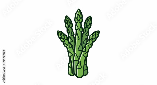 A cartoon bunch of green asparagus spears with textured shading and dark outlines