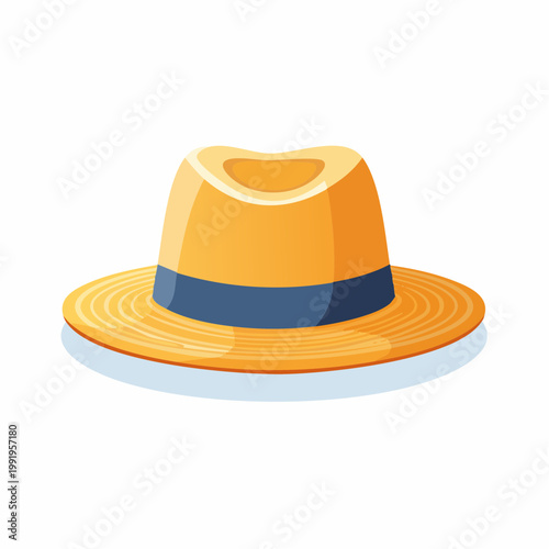 麦わら帽子のフラットイラスト（熱中症・紫外線対策）