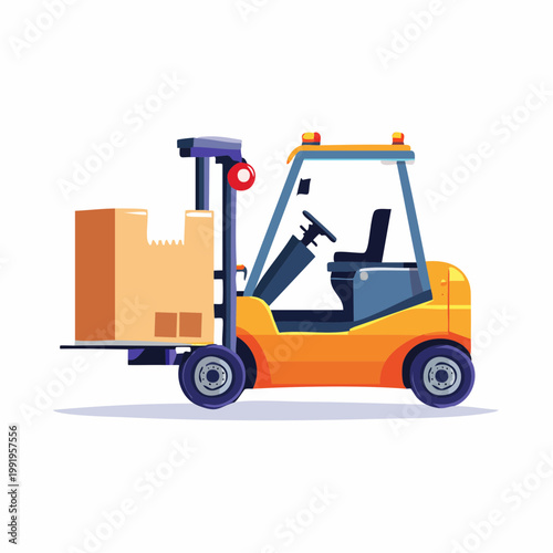 荷物を運ぶ無人搬送車（AGV）のフラットイラスト（物流DX）