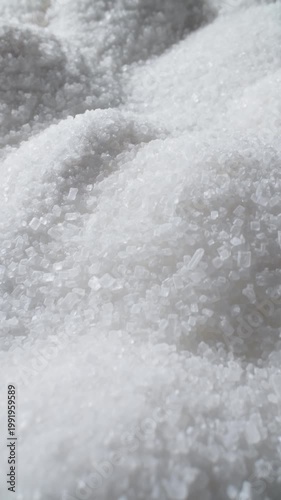 Camera slide over sugar hills. Organic food. Vertical video. Sweat mountains. Slider shot with macro probe lens. Grains of natural sugar. Increased risk for diabetes and heart disease. 4K, UHD