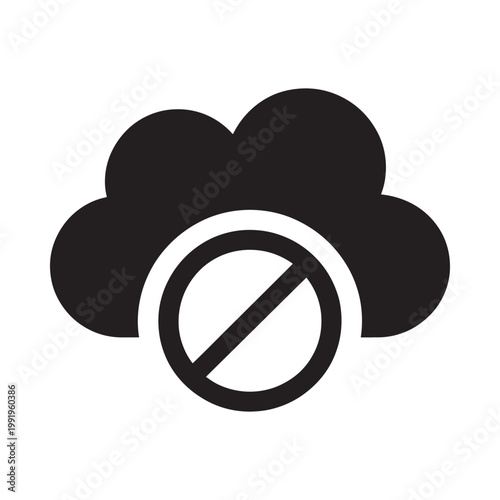 A black cloud icon with a prohibition symbol superimposed on it