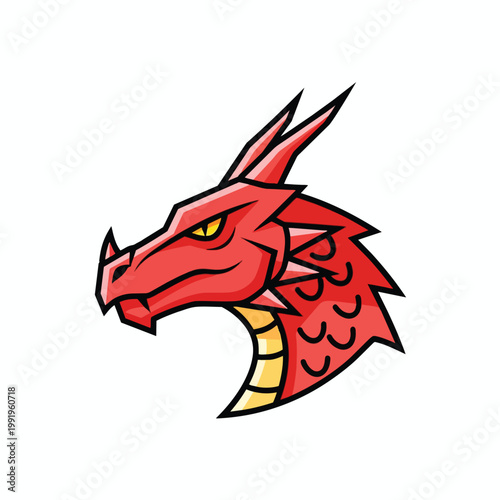 Stylized red dragon head mascot logo illustration.
