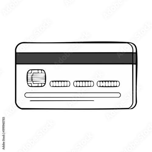 Illustration of a credit card chip and magnetic stripe on a white background