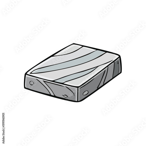 Stylized Illustration of a Rectangular Bar of Soap with Subtle Stripes