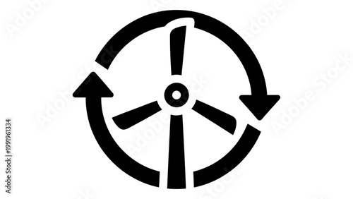 Wind energy icon, renewable energy symbol, wind turbine vector illustration, sustainable power concept, ecofriendly tech