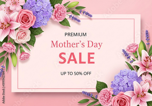 Mother's Day sale banner with floral design and discount offer