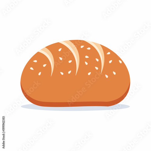 Cartoon loaf of bread with sesame seeds