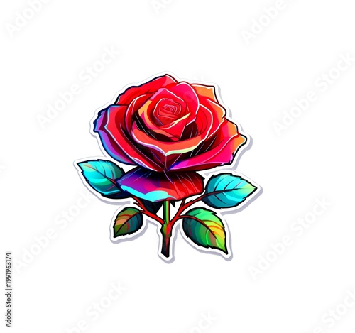 Aufkleber Design Rose rot