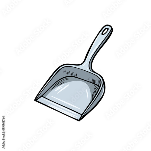 Handheld dustpan with a long ergonomic handle for cleaning and sweeping tasks