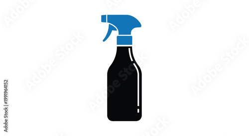 Simple blue and black spray bottle icon on a white background
