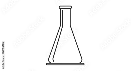 Simple line drawing of an erlenmeyer flask on a white background