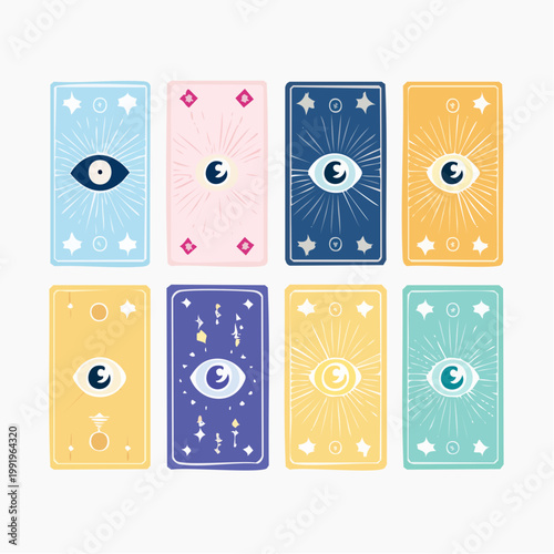 Collection of Tarot Cards with Eye Symbol