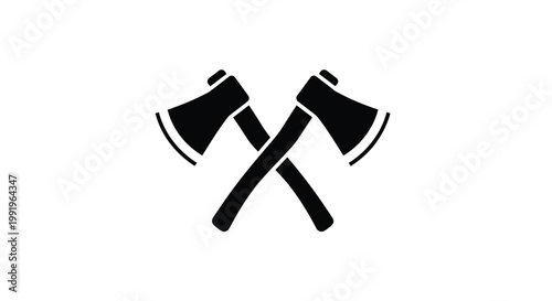 Two crossed axes depicted in a simple black silhouette graphic