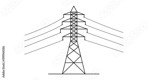 Simple line drawing of a high voltage electricity transmission tower