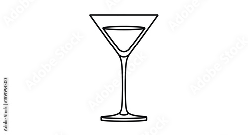 Simple black and white line drawing of a classic martini glass