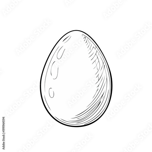 Simple Hand Drawn Sketch of a Single Egg with Hatch Marks