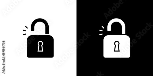 Unlock Icon Sheet Black And White