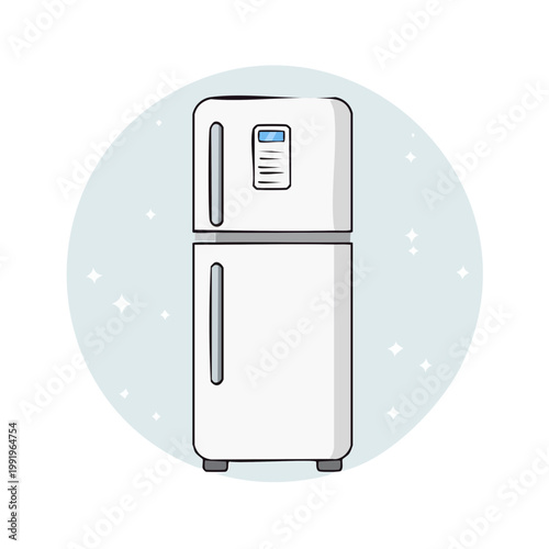 Modern white refrigerator with digital display and freezer compartment in a clean design