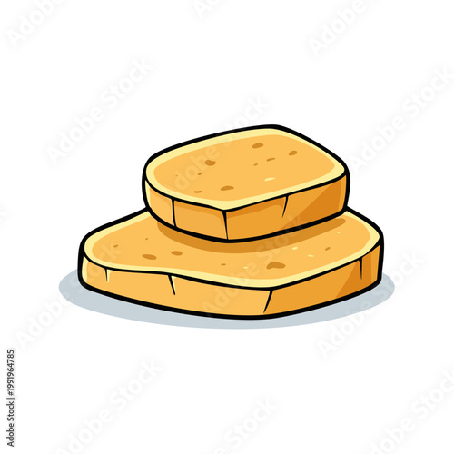 Simple Cartoon Toast Slices Stacked for Breakfast or Snacks