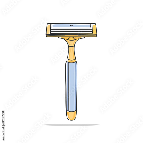 Elegant Double Edge Safety Razor with Gold and Blue Handle