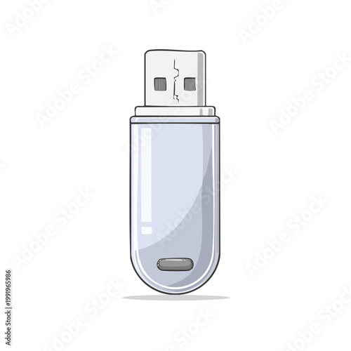 Modern silver USB flash drive for data storage and transfer technology