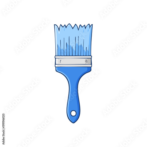Blue Paintbrush Illustration on White Background