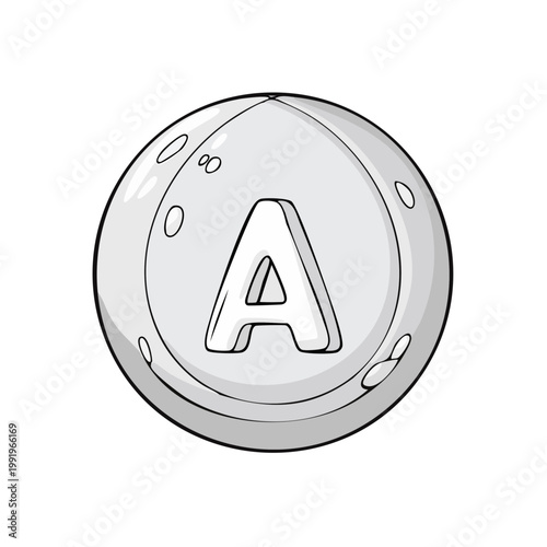 Round Tablet or Pill with Letter A, Medical Concept, Health Care
