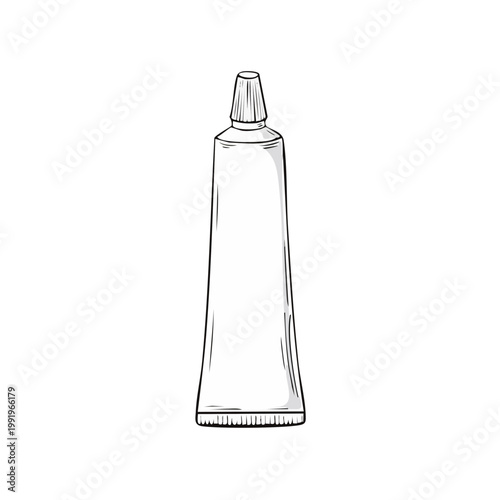 Hand-drawn illustration of a cosmetic or medical squeeze tube with a cap