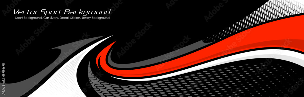 Fototapeta premium Abstract graphic of red and black stripes wrap, sticker and decal design for transport EPS 10