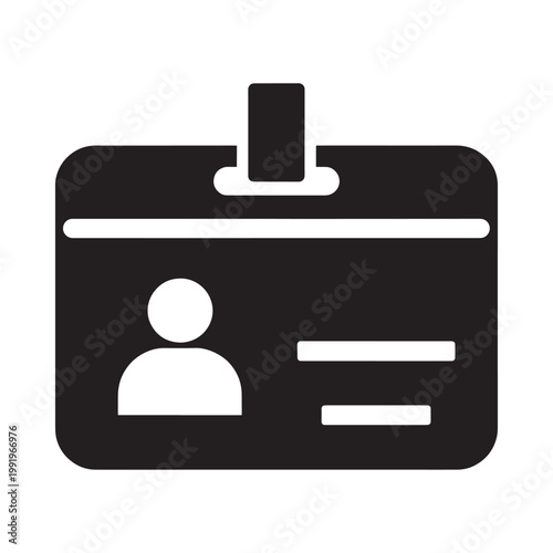 A simple black outline of an identification card with a designated photo area